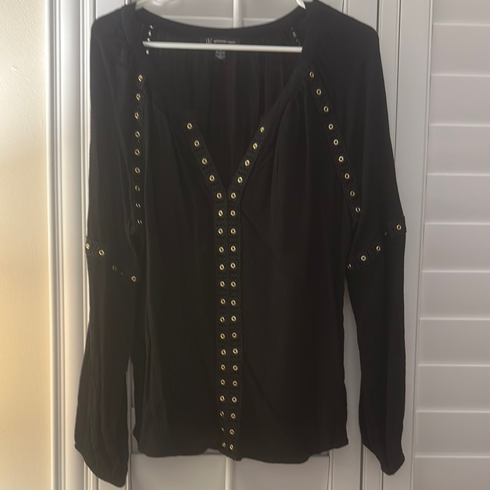 Black shirt with gold rivets by INC
